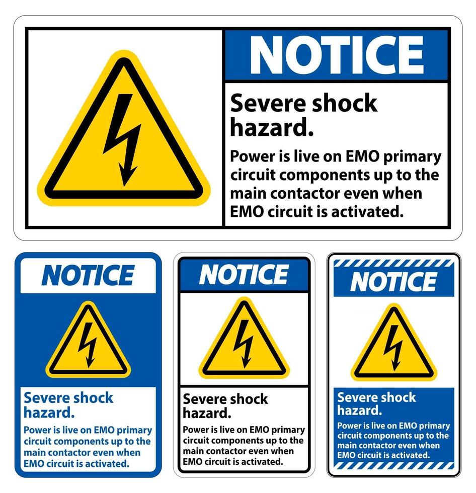 Notice Severe shock hazard sign on white background vector