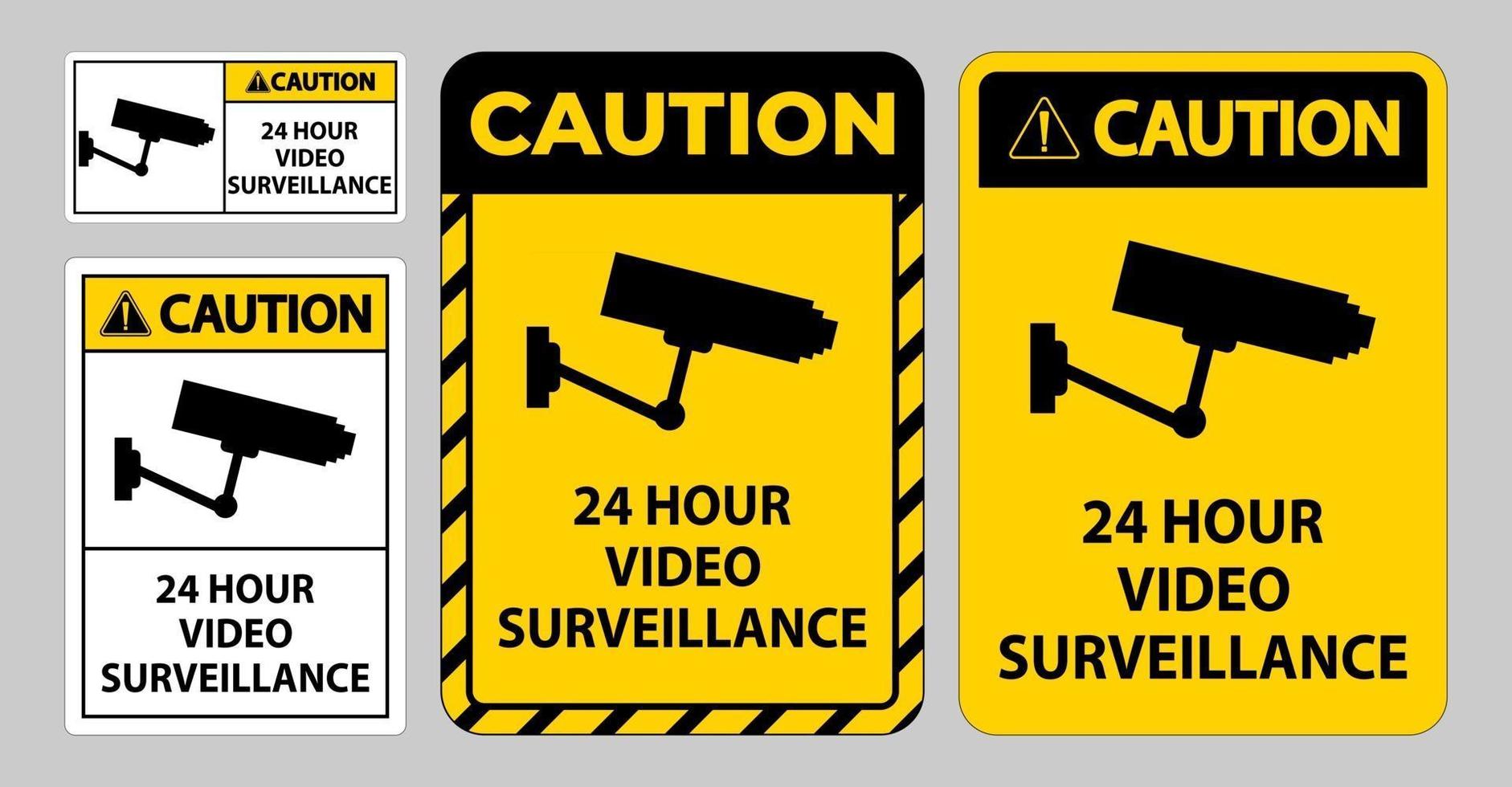 Caution Sign CCTV 24 Hour Video Surveillance vector