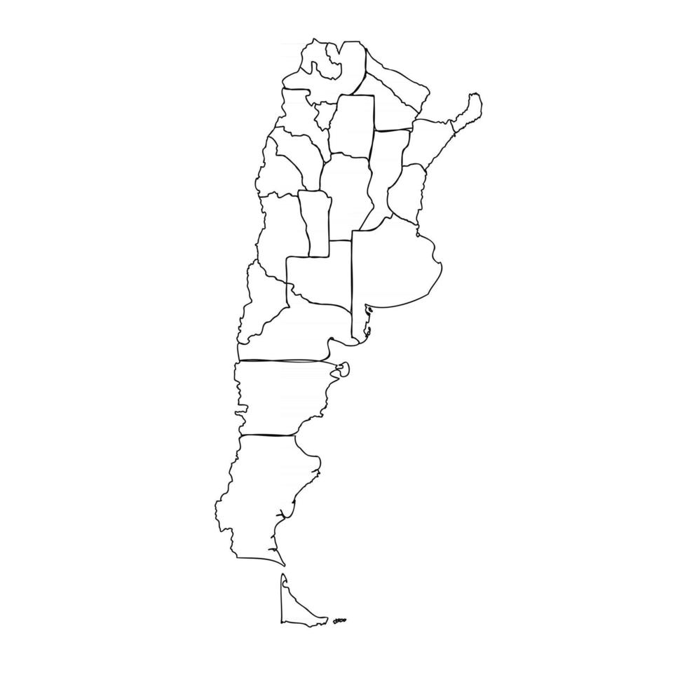 Doodle Map of Argentina With States vector