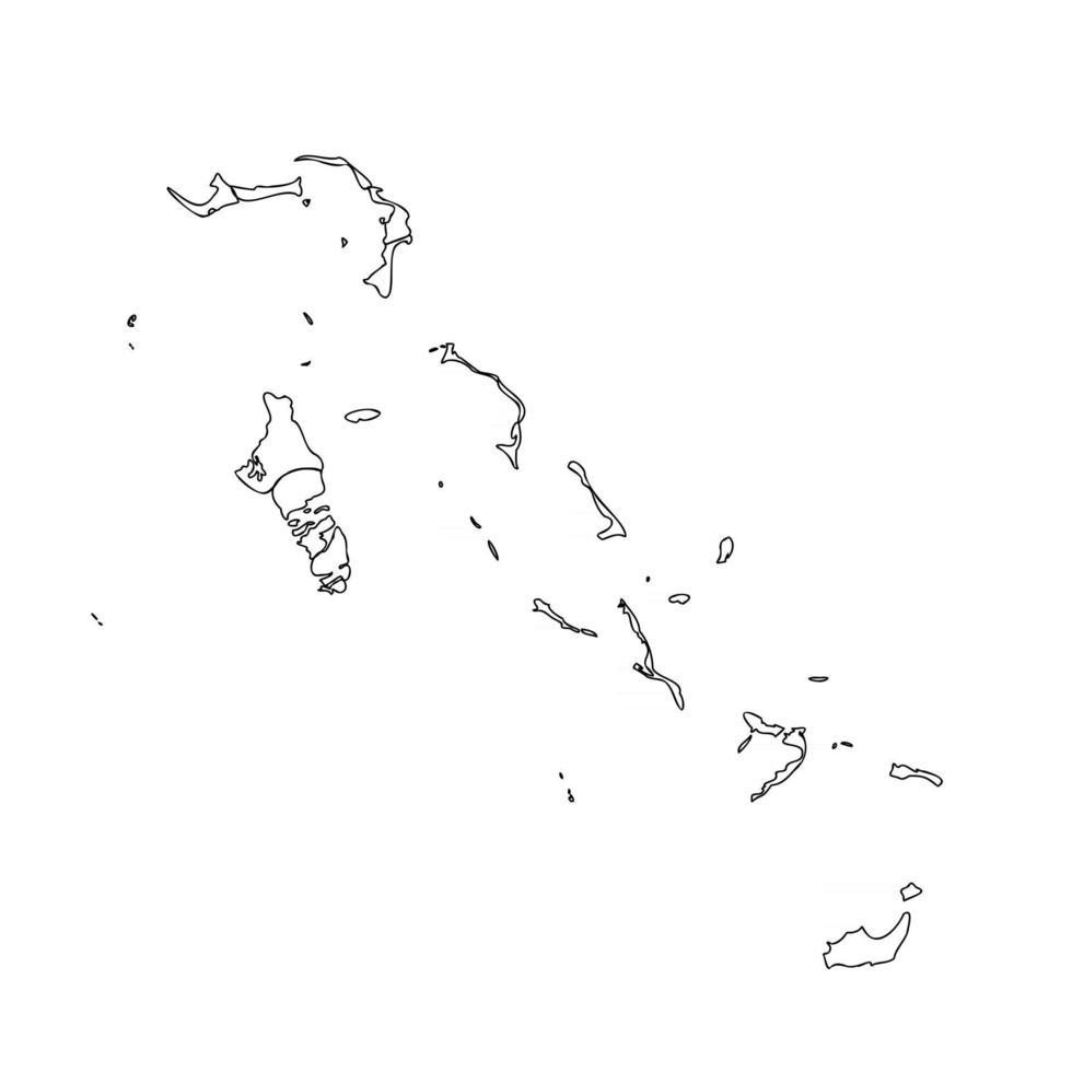 mapa de doodle de bahamas con distritos vector