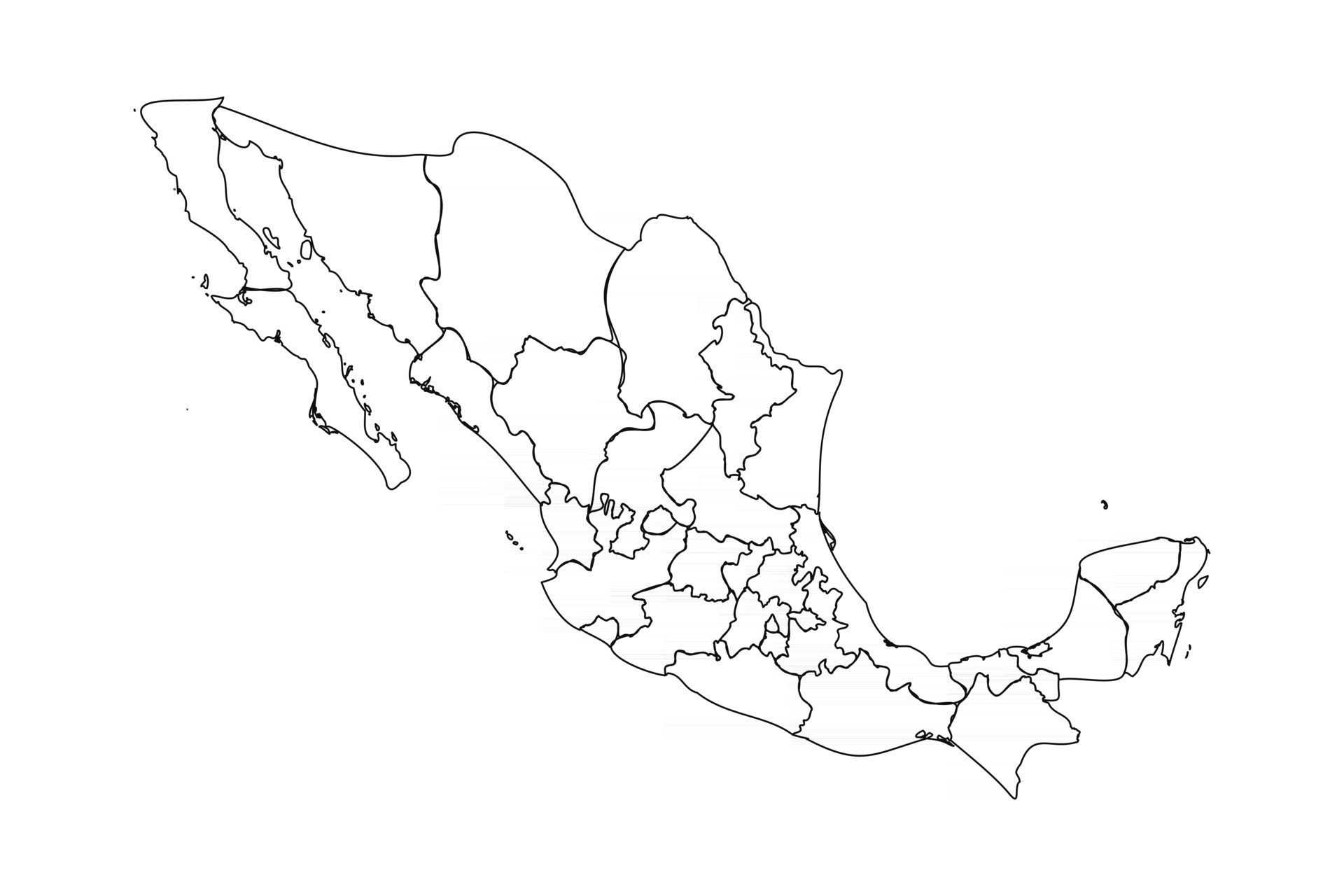 doodle mapa de méxico con estados 2549171 Vector en Vecteezy