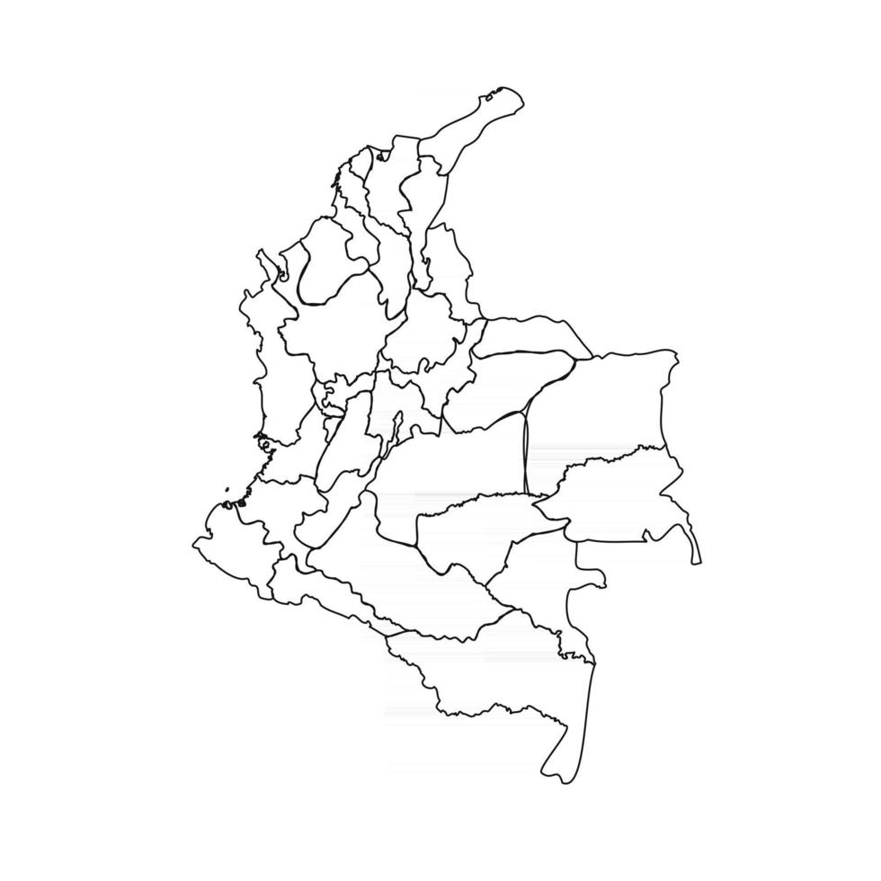 Doodle Map of Colombia With States vector
