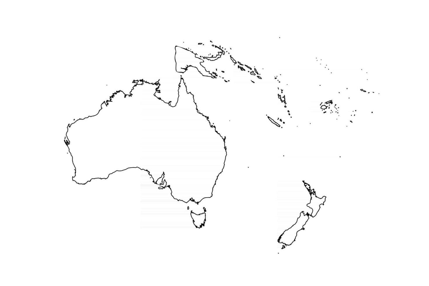 Doodle mapa de Oceanía con países vector