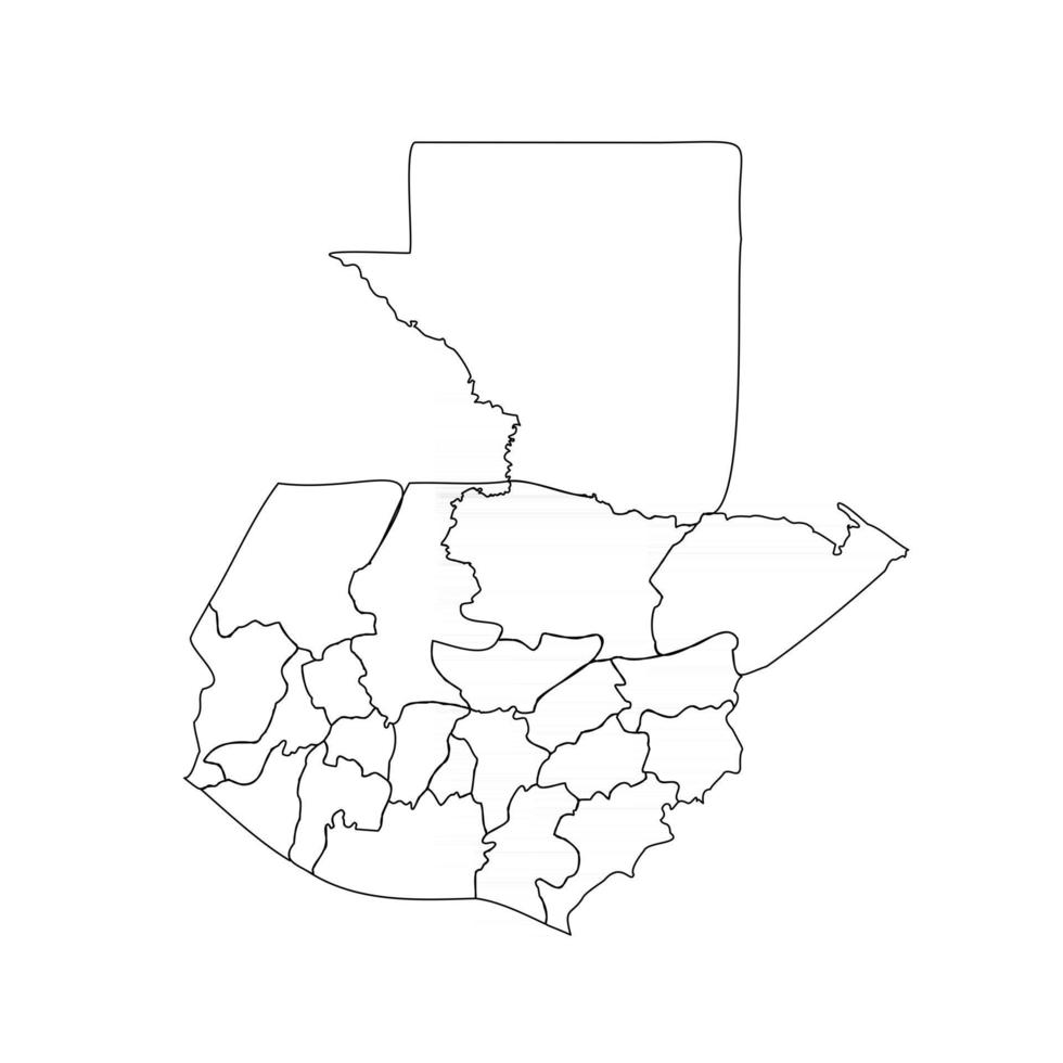 Doodle Map of Guatemala With States vector