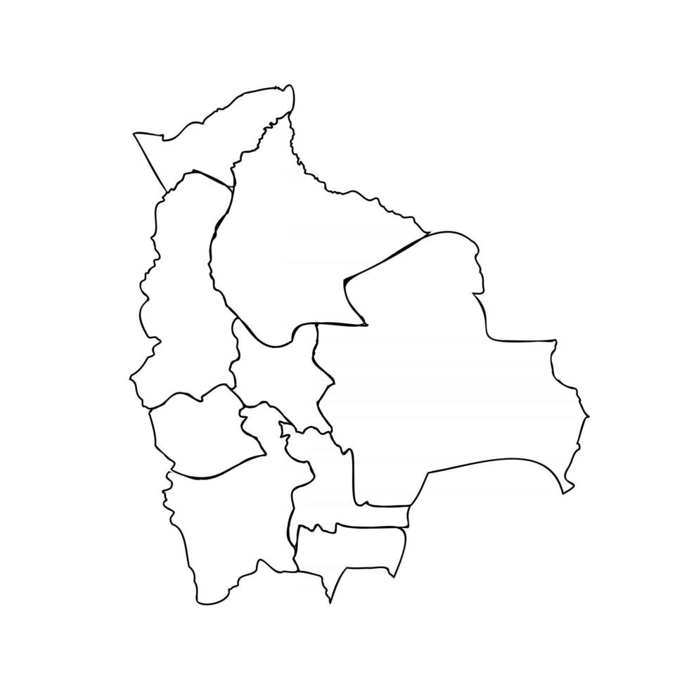 Doodle Map of Bolivia With States vector