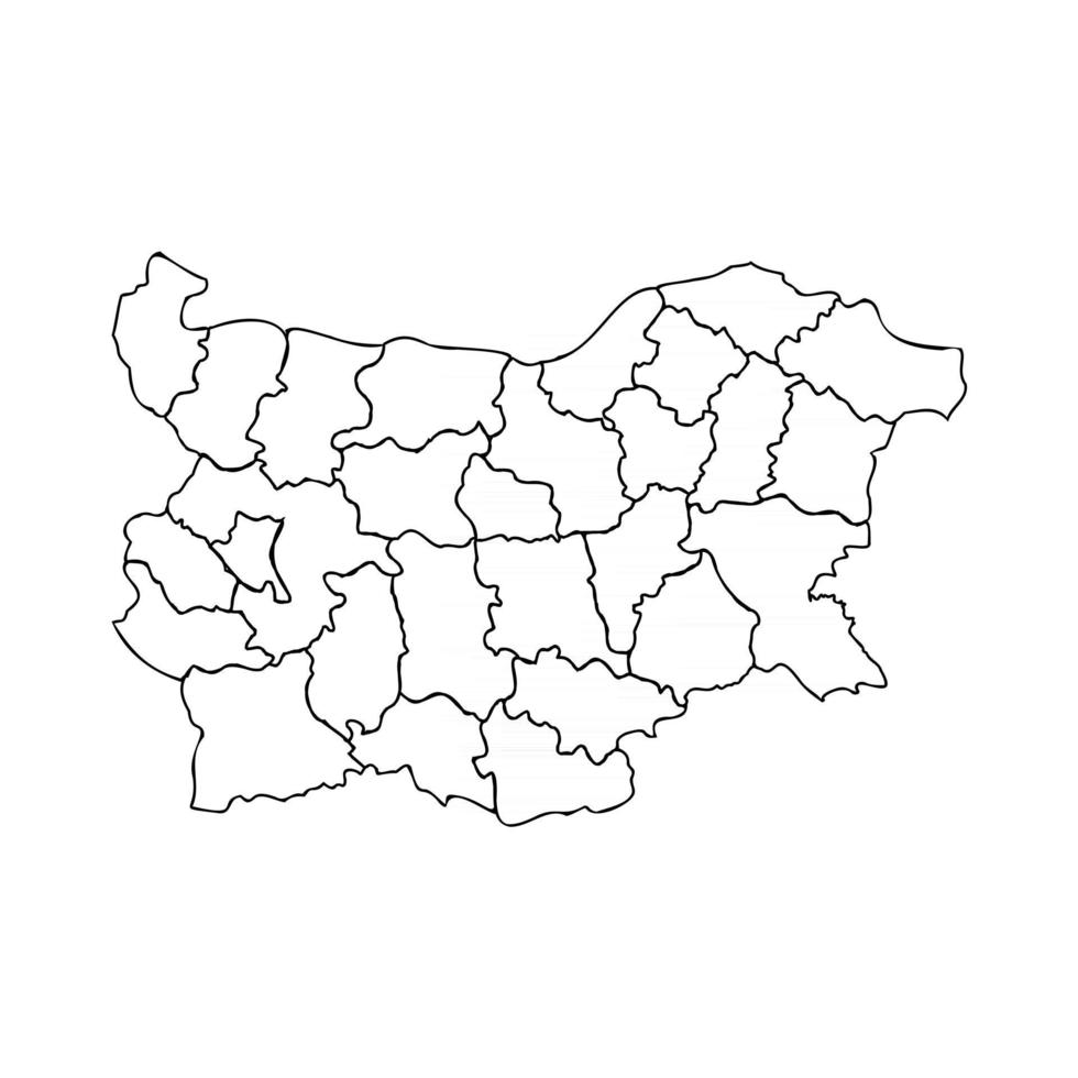 Doodle mapa de bulgaria con estados vector