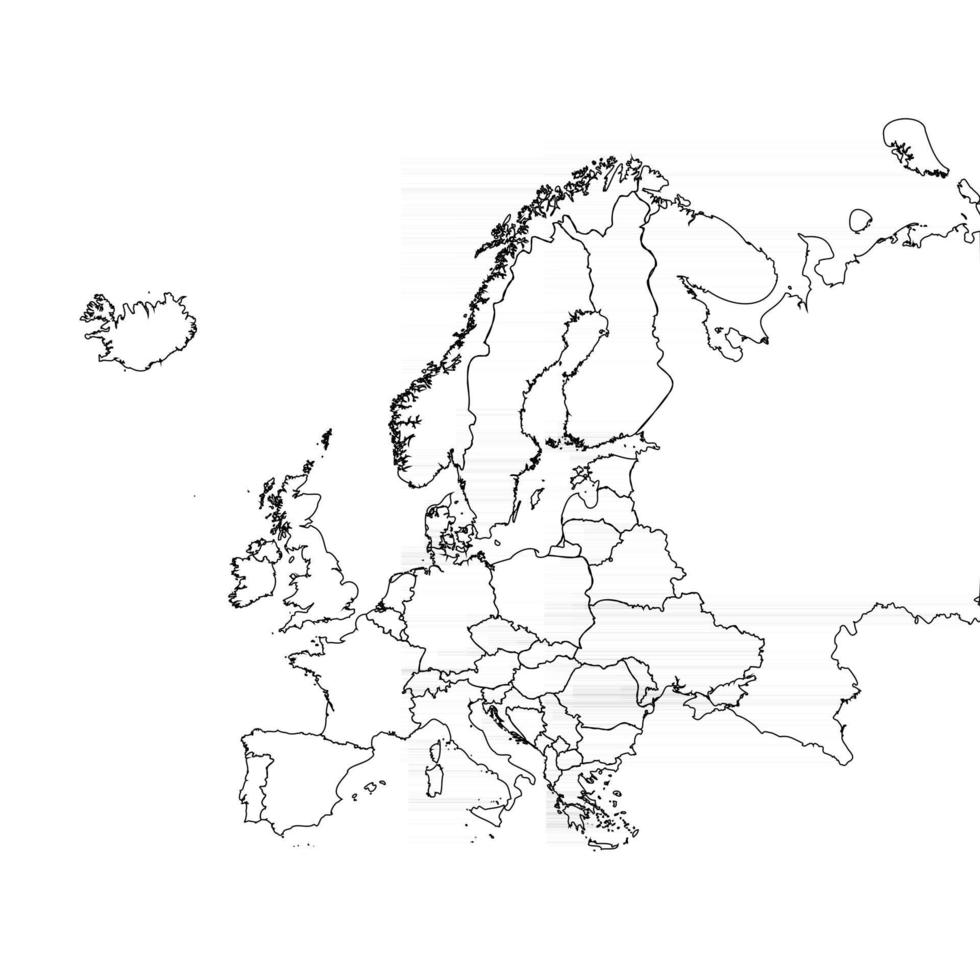 Doodle mapa de Europa con países vector