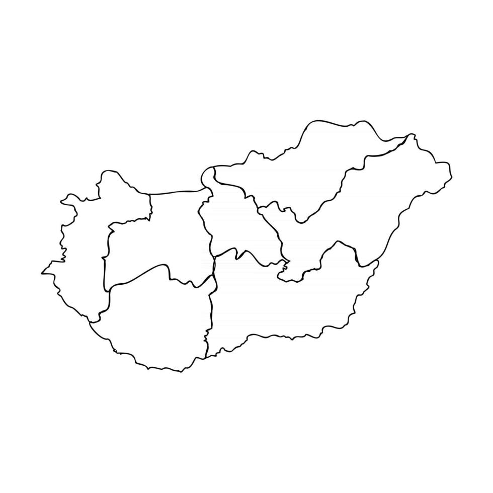 Doodle Map of Hungary With States vector