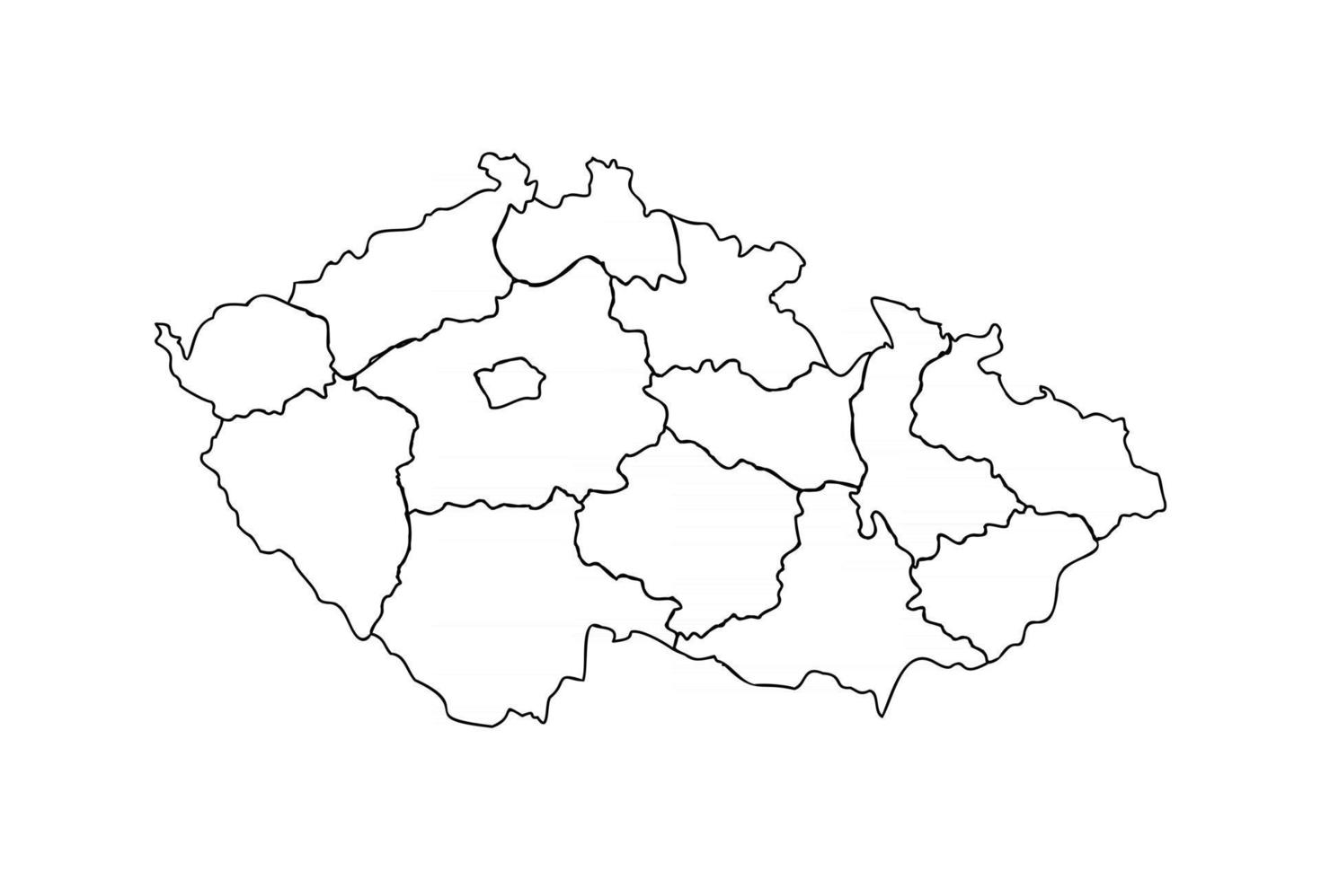 Doodle Map of Czech Republic With States vector