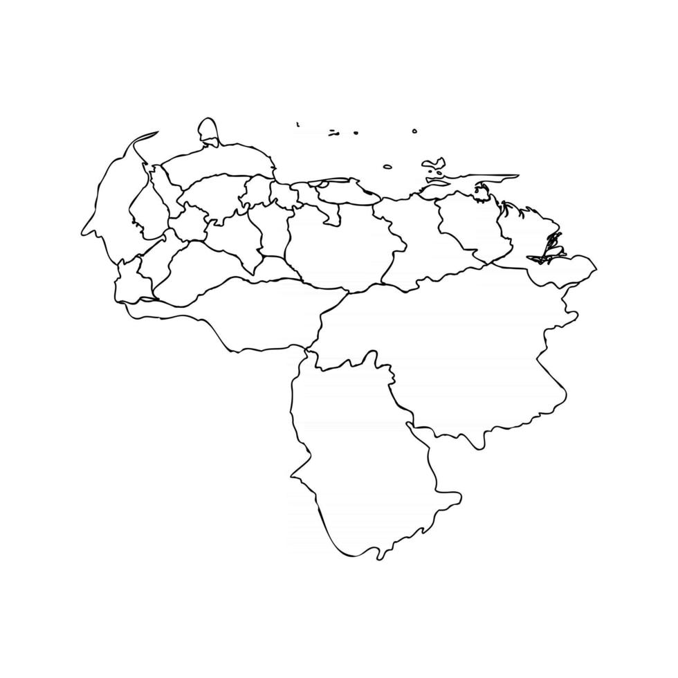 Doodle Map of Venezuela With States vector