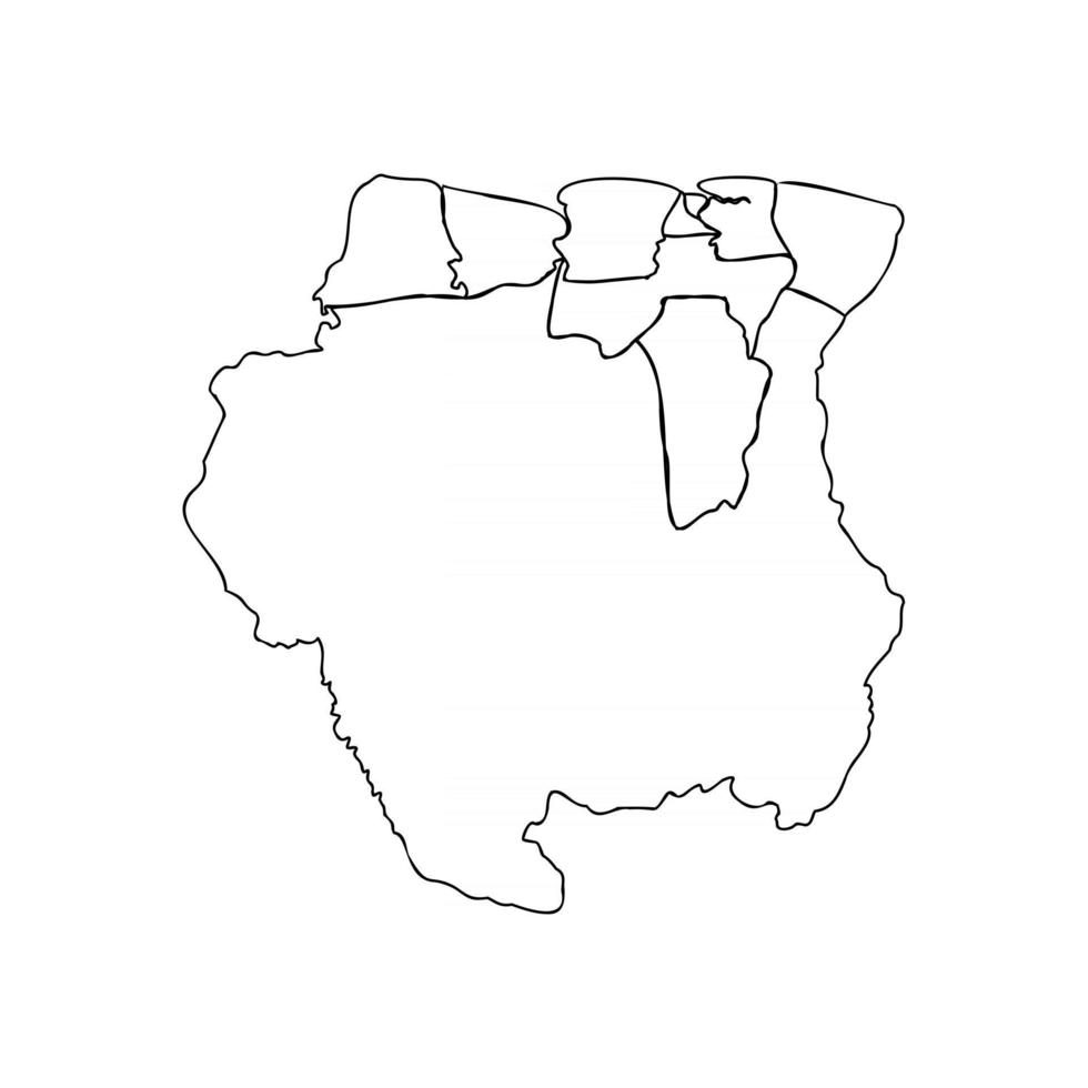 Doodle Map of Suriname With States vector
