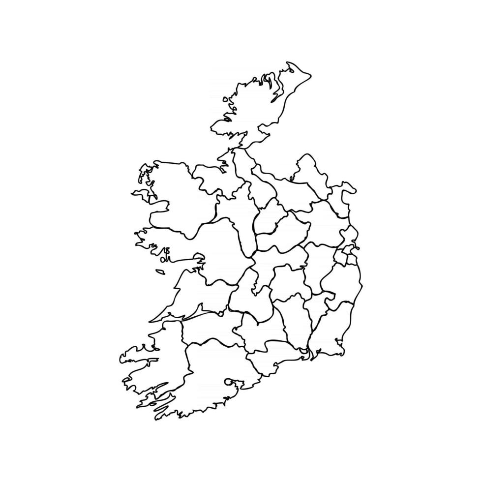 doodle mapa de irlanda con estados vector