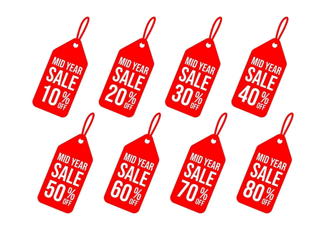 Set of mid year sale tag vector