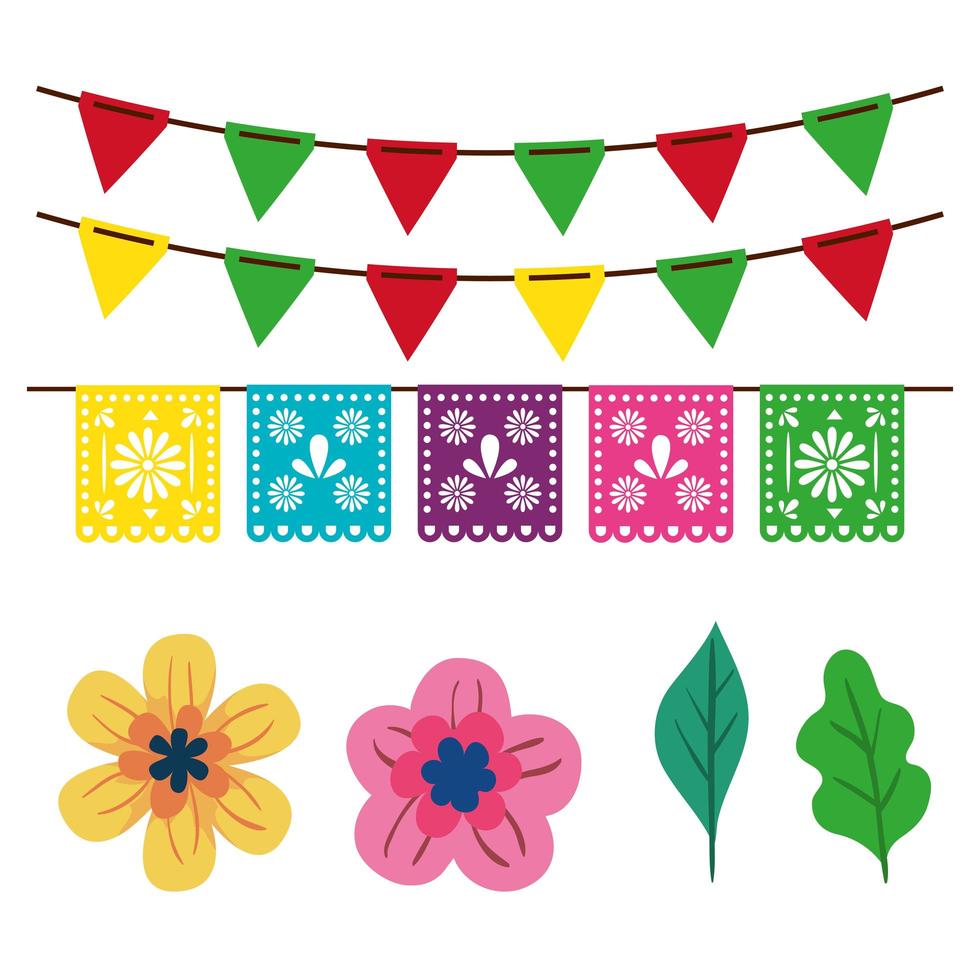 set of traditional icons of cinco de mayo vector