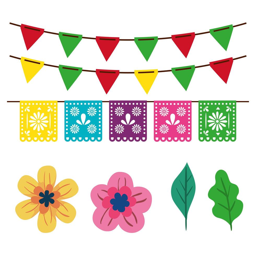 conjunto de iconos tradicionales del cinco de mayo vector