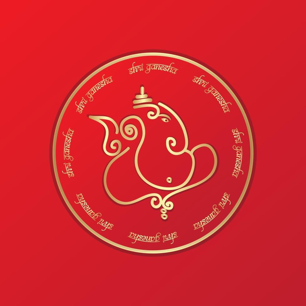 Ganesha Hindu god free vector illustration with golden typography