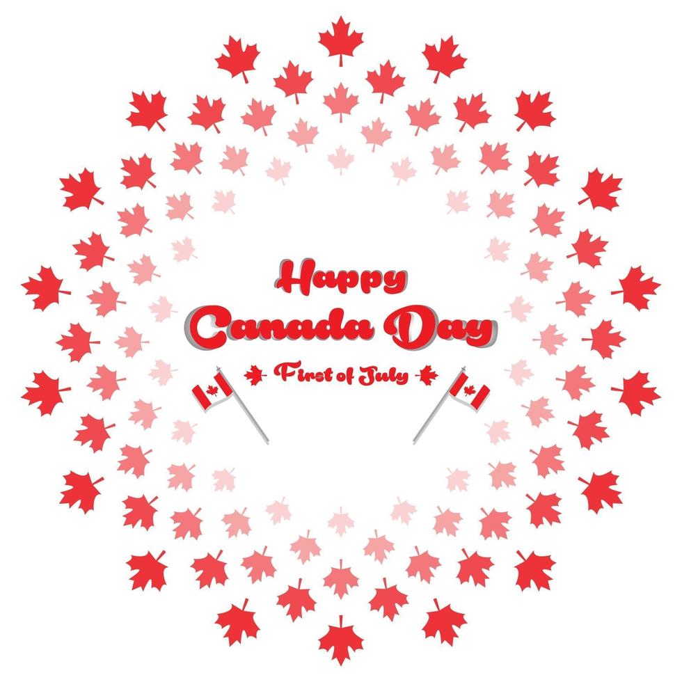 Happy canada day free vector illustration concept poster design