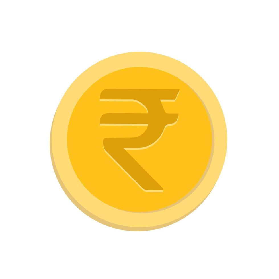 Coin with Indian rupee symbol free vector illustration design