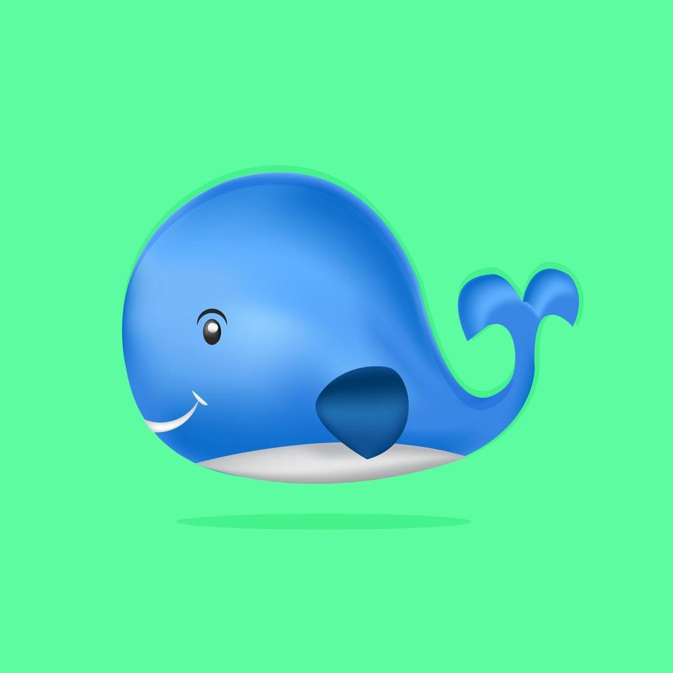 Cute blue whale cartoon free vector illustration design