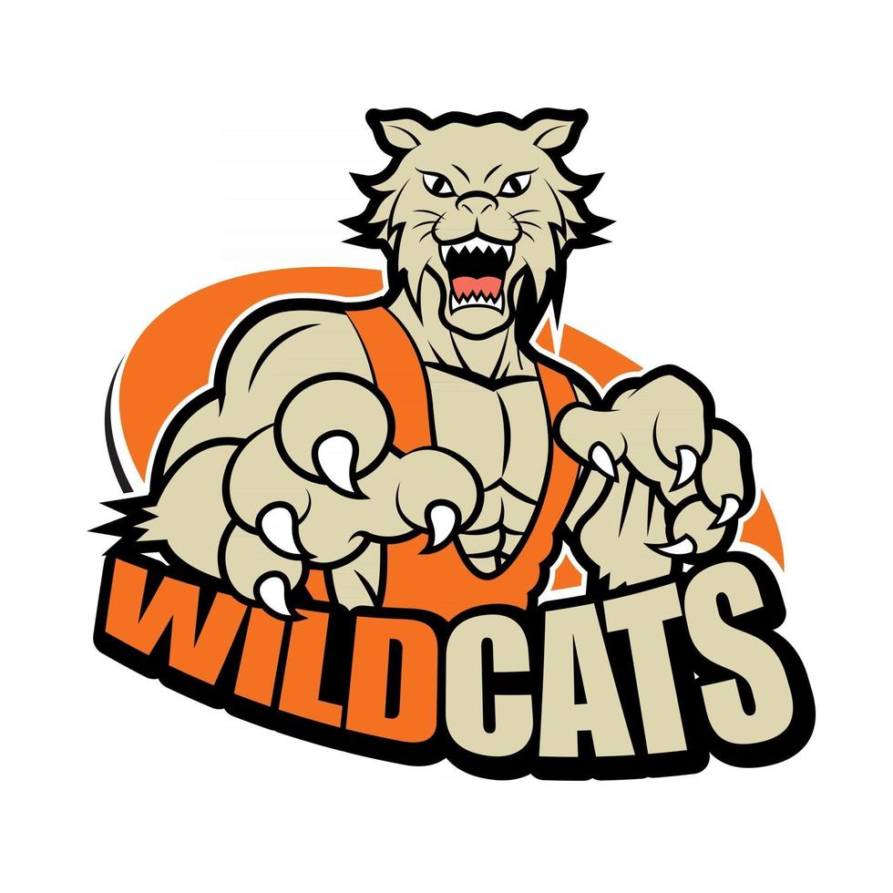 aStrong fierce wildcat mascot with orange colour for sport theme concept vector