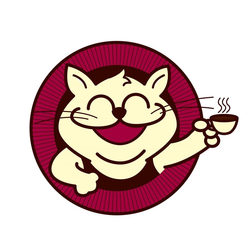 Cute cat holding a cup of coffee for pet cafe business vector