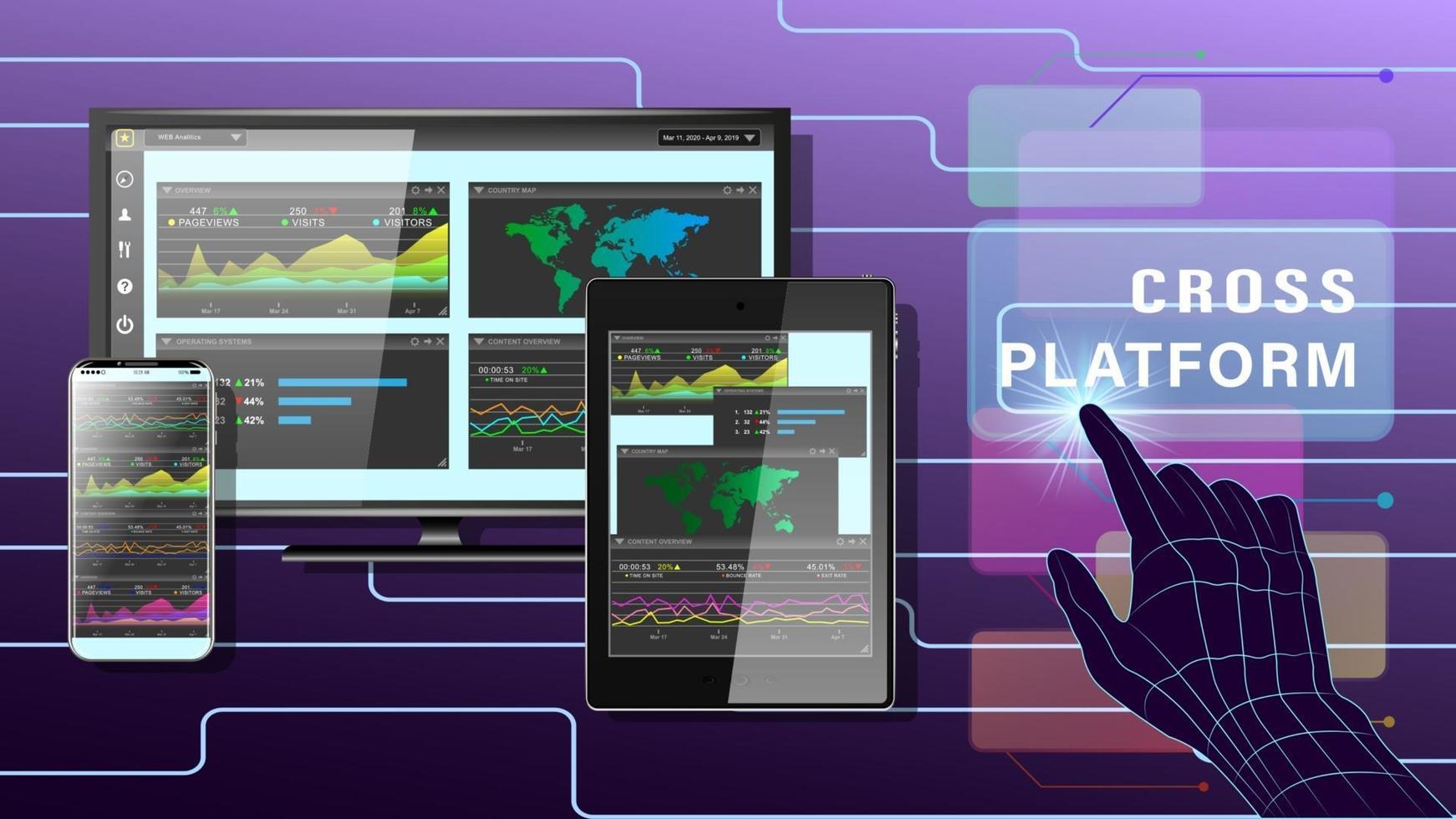 Cross Platform diagrams on screen vector