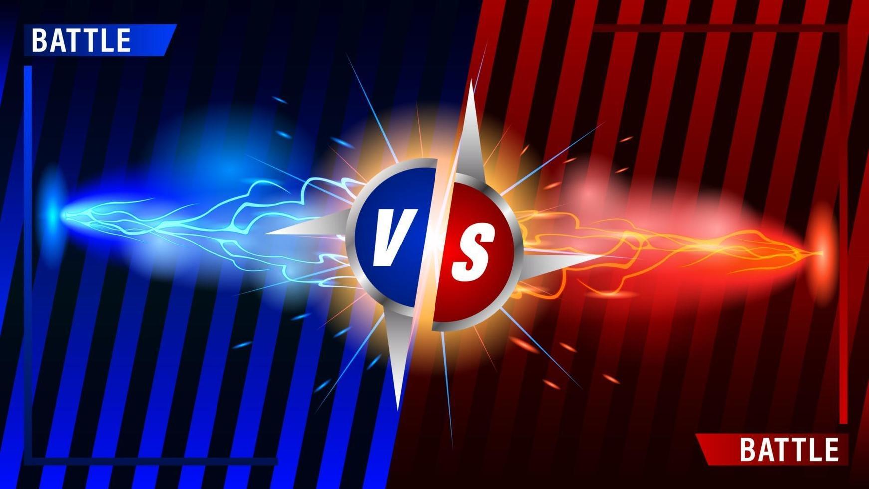 vs fuerzas de batalla relámpagos azules y rojos vector