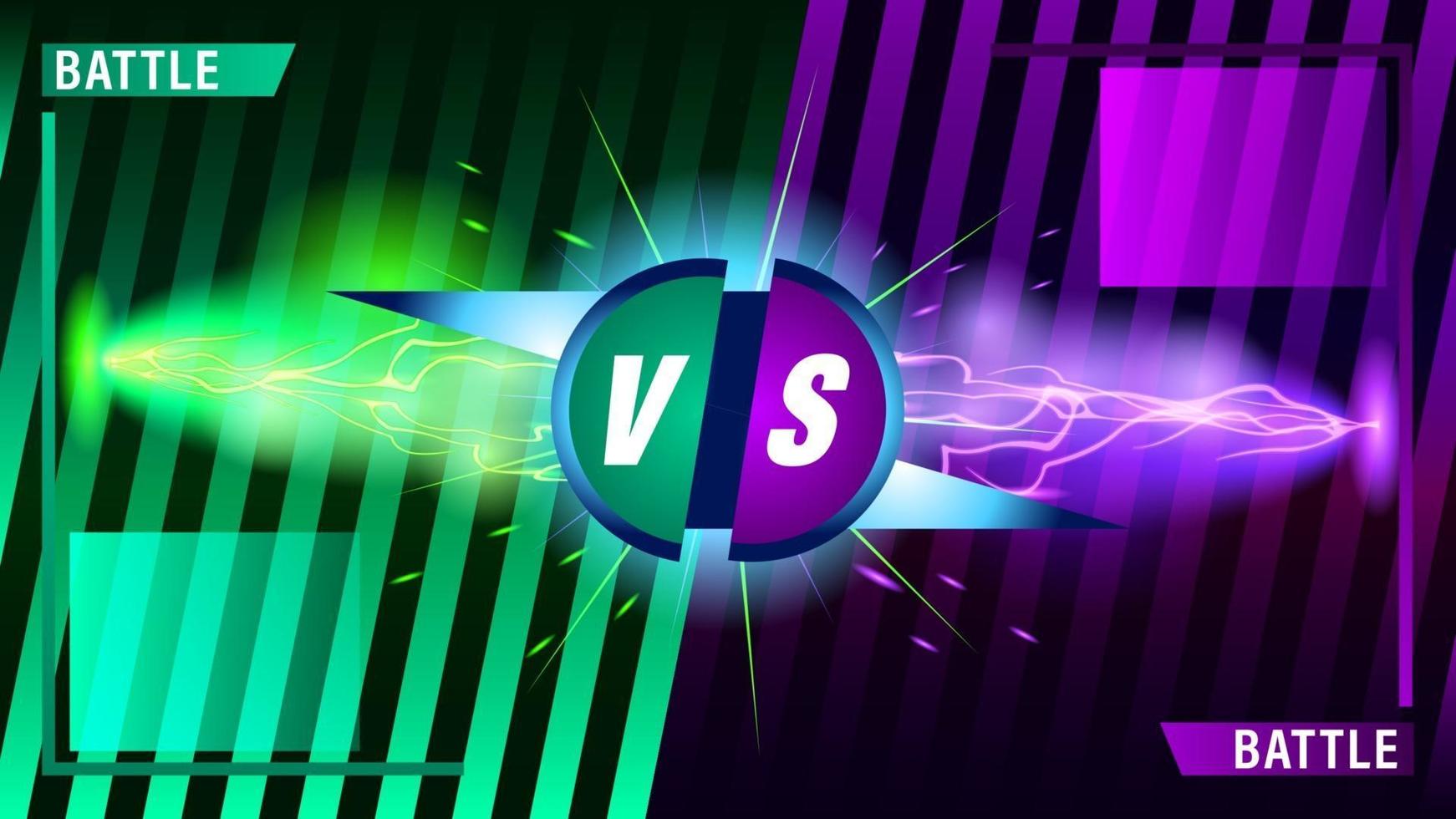 VS battle forces green and purple lightnings vector