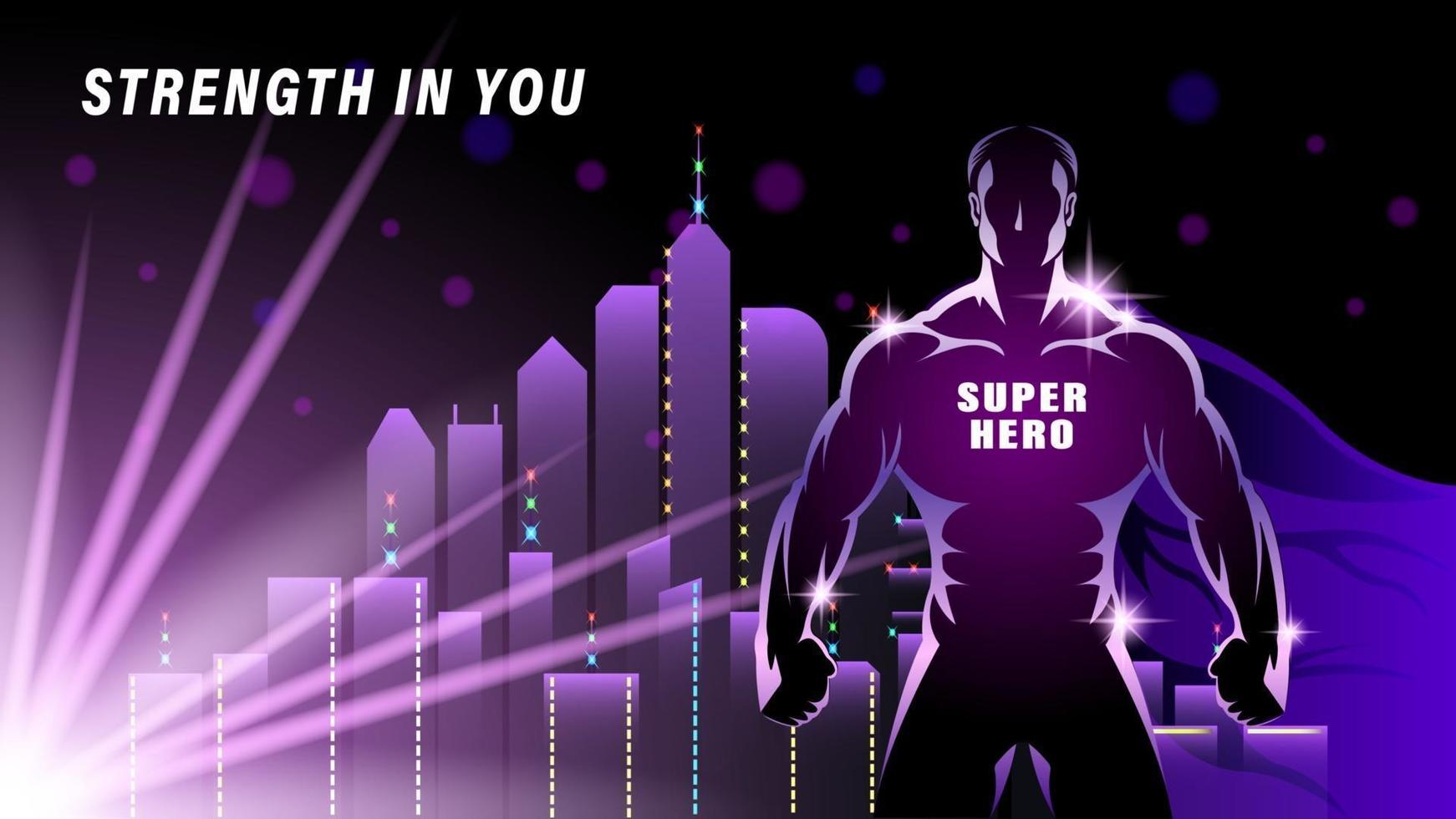 Super Hero man silhouette cartoon style vector