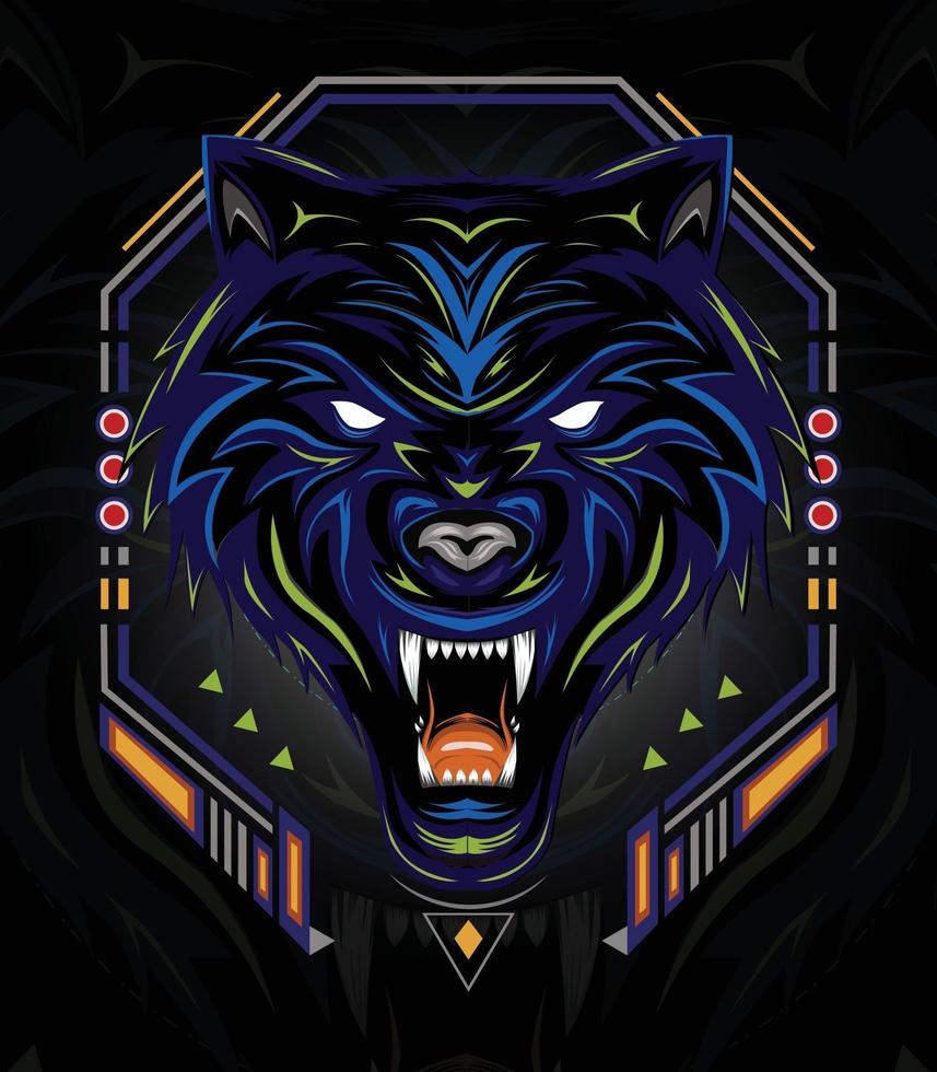 cabeza de lobos vector logo mascota