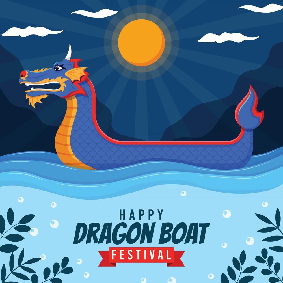 feliz festival del barco del dragón vector