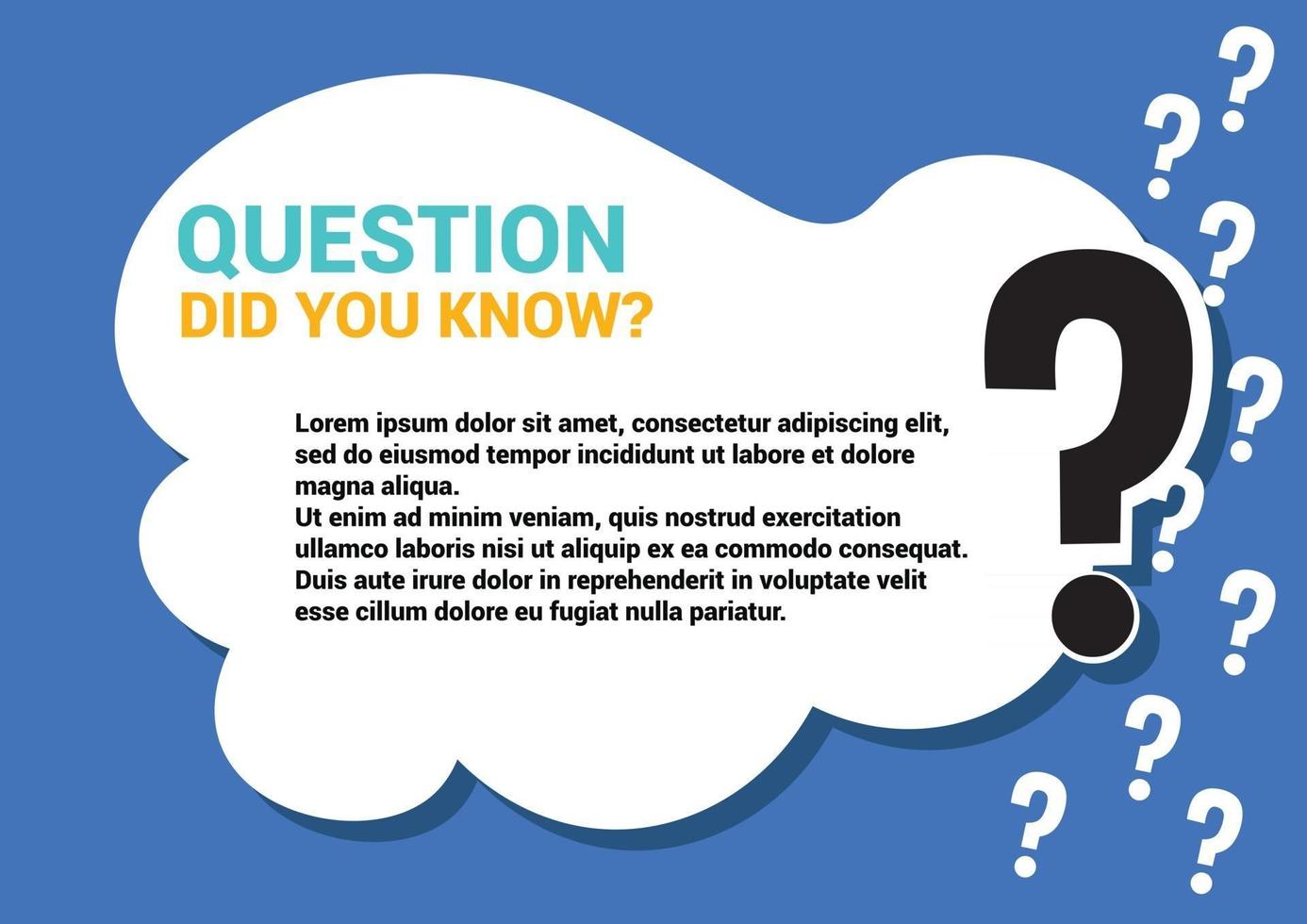 did you know question memo Help and support page template with question mark cloud black blue vector