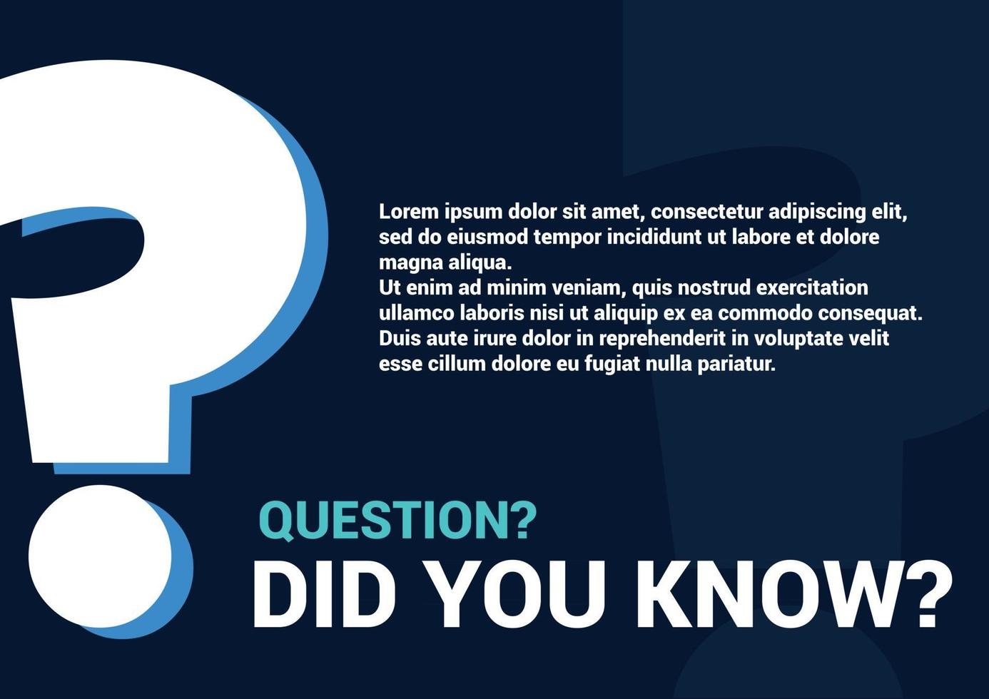 did you know question memo Help and support page template with question mark vector