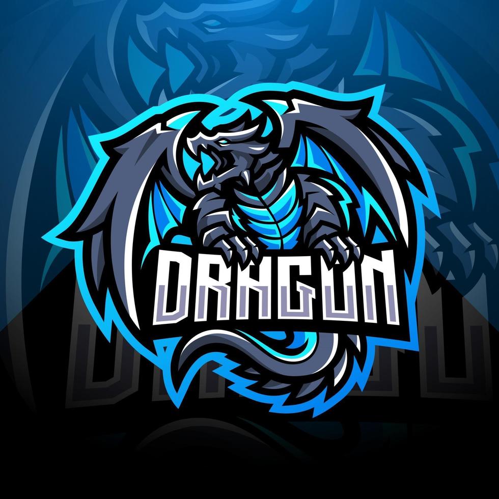 diseño de logotipo de mascota dragon esport vector