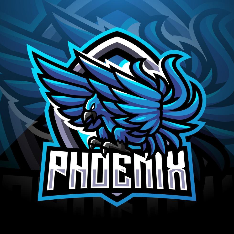 Blue phoenix sport mascot logo design vector