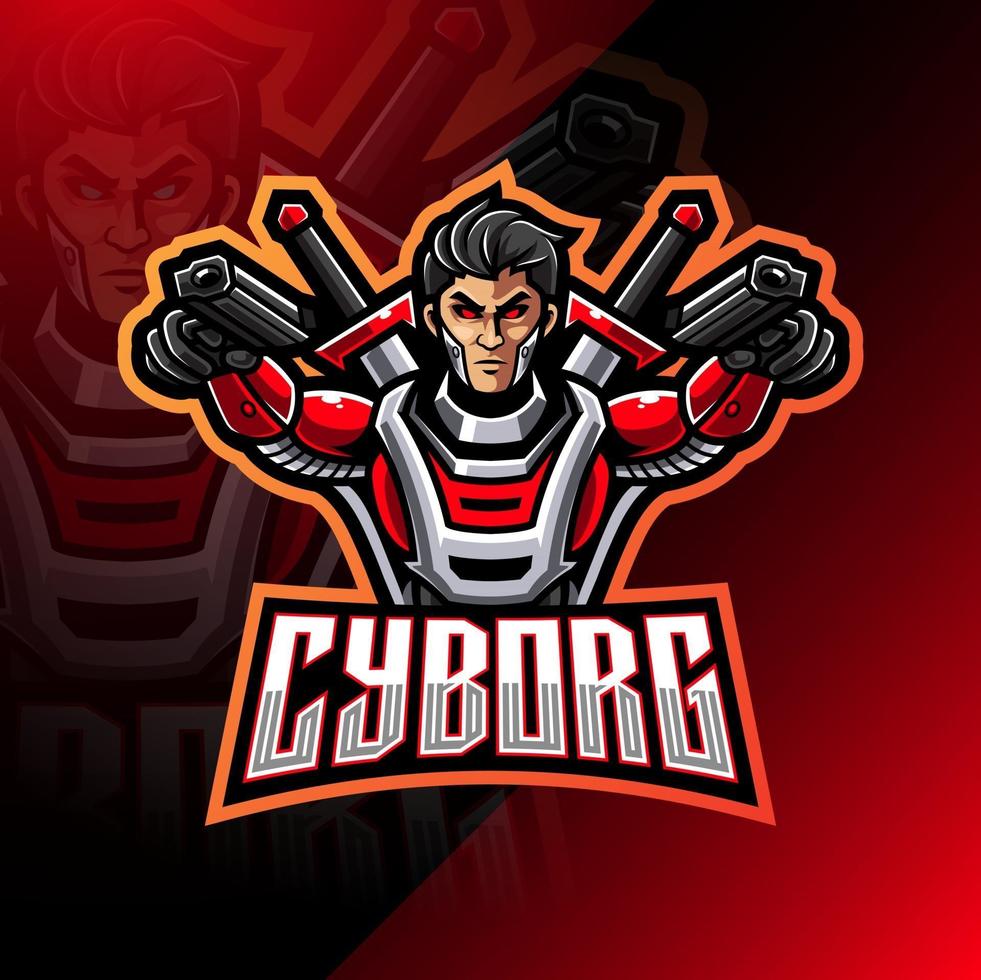 diseño de logotipo de mascota cyborg esport vector