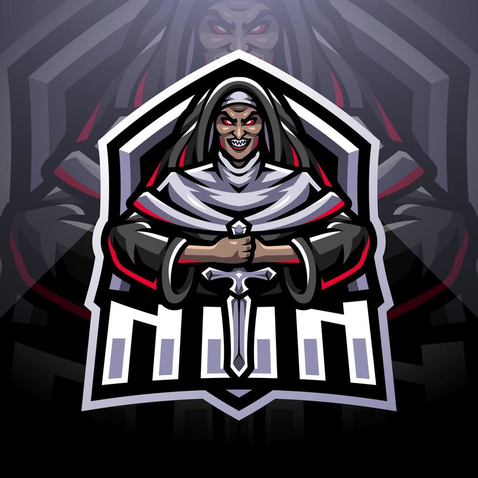 Nun esport mascot logo design vector