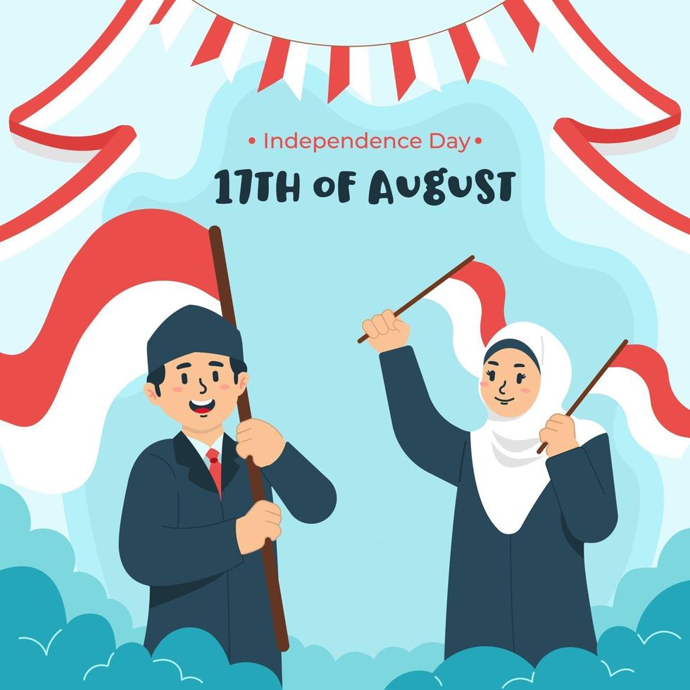 día de la independencia de indonesia el 17 de agosto vector