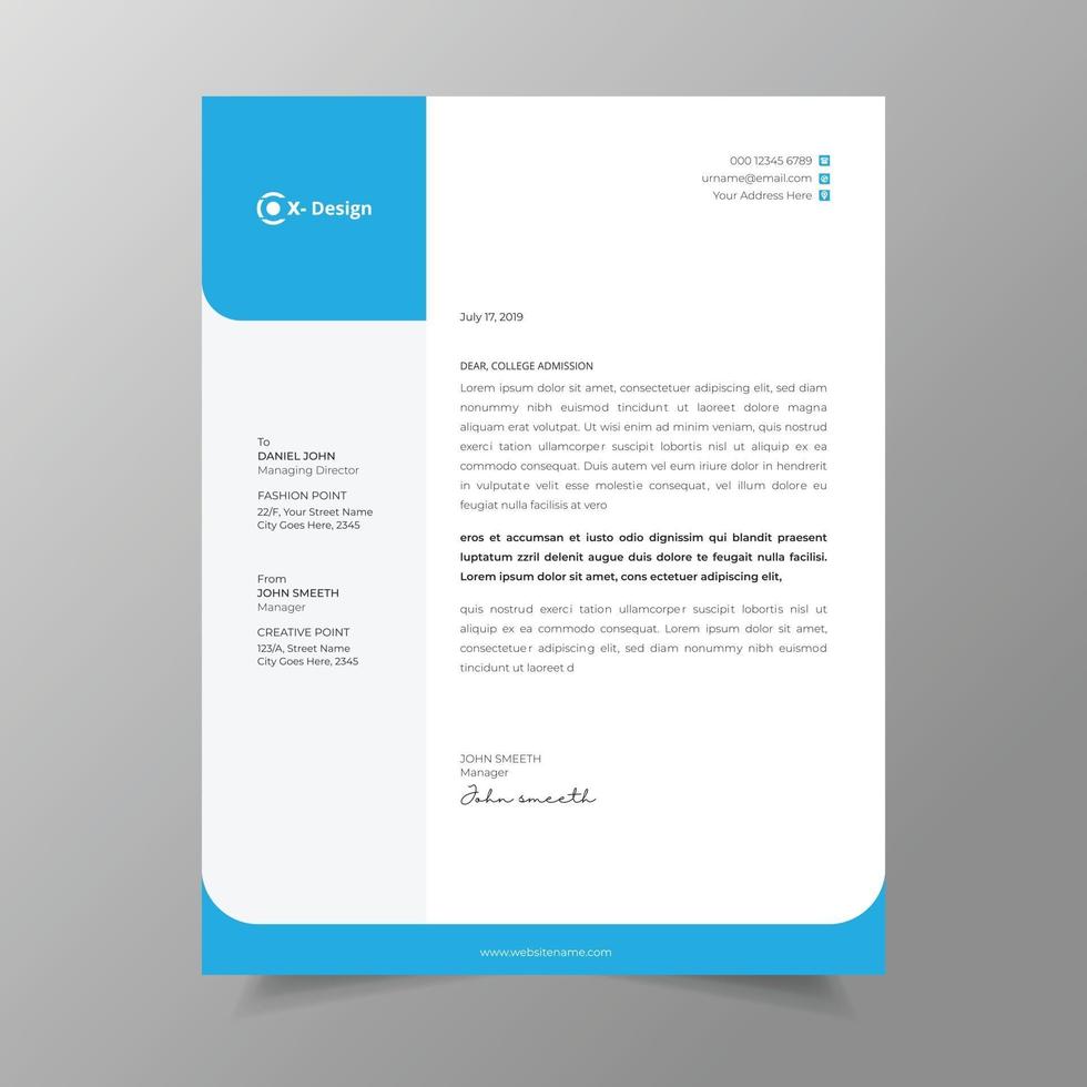 Blue color Company letterhead design template vector