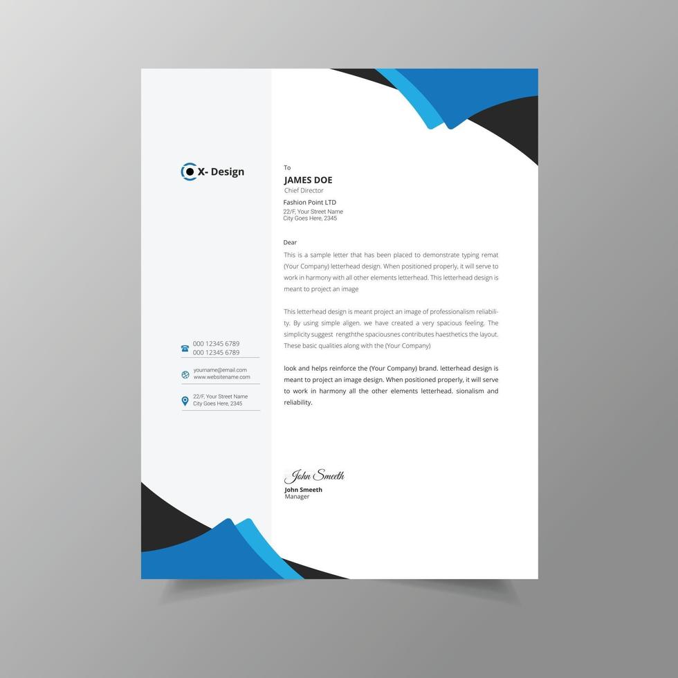 Abstract Corporate Professional Letterhead Design vector