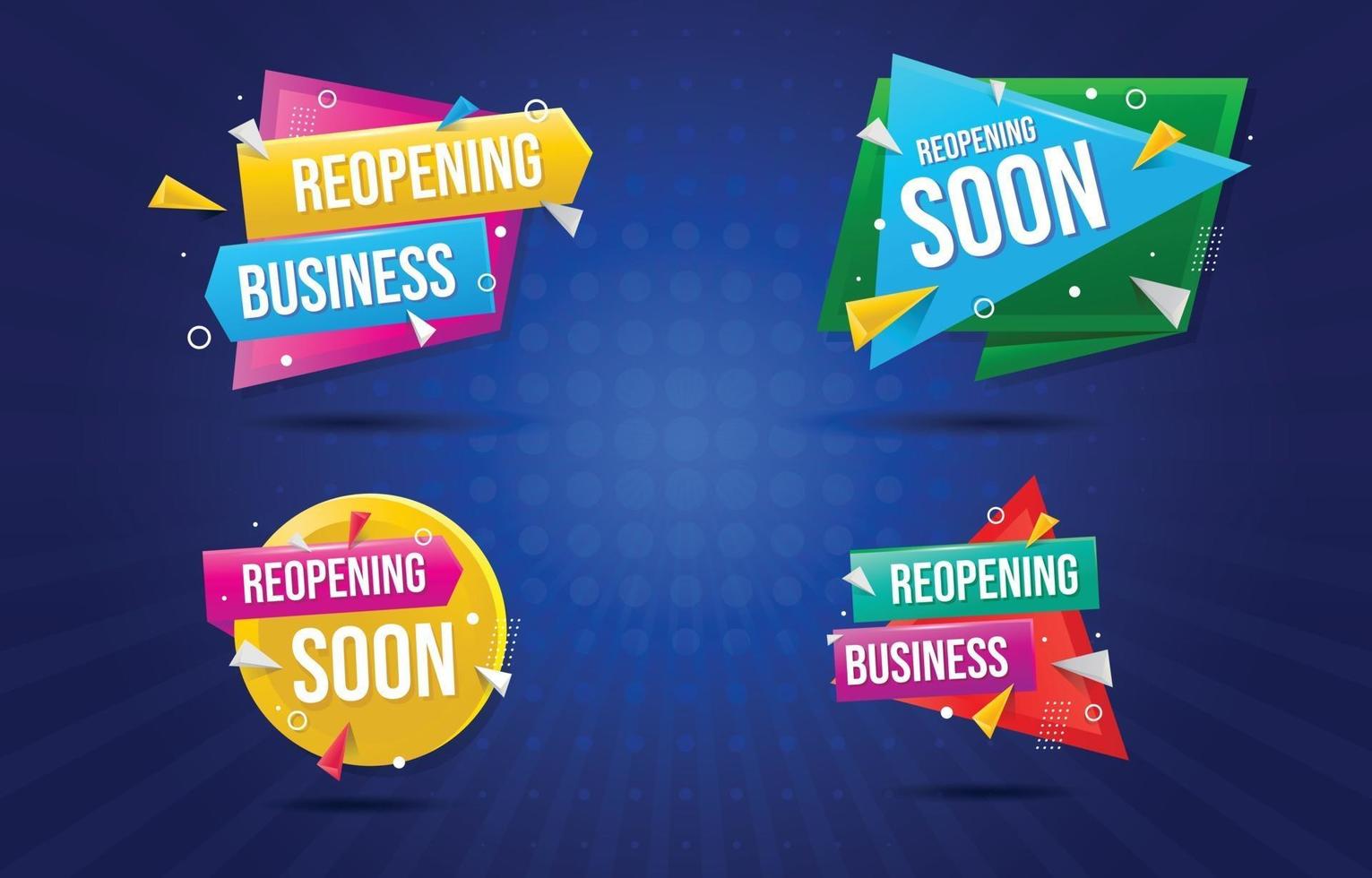 Reopening Business Banner Set vector