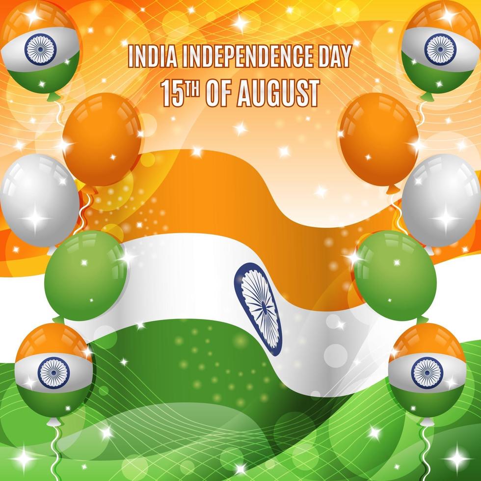 Fondo del día de la independencia de la india con composición de bandera y globos vector