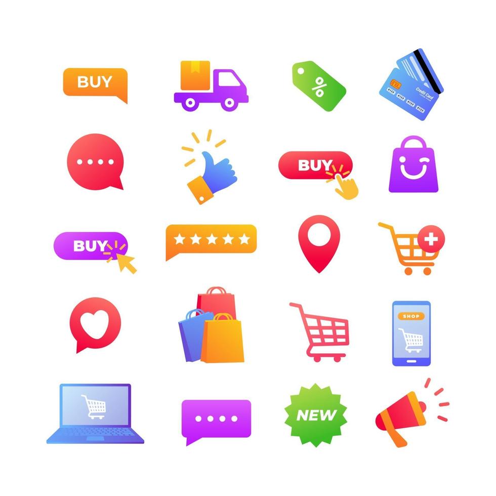 online shopping icons vector elements