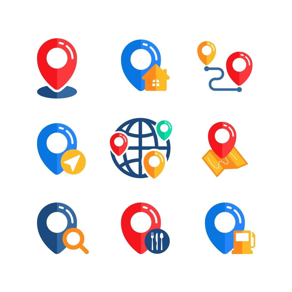 set of pin location icon sign vector designs