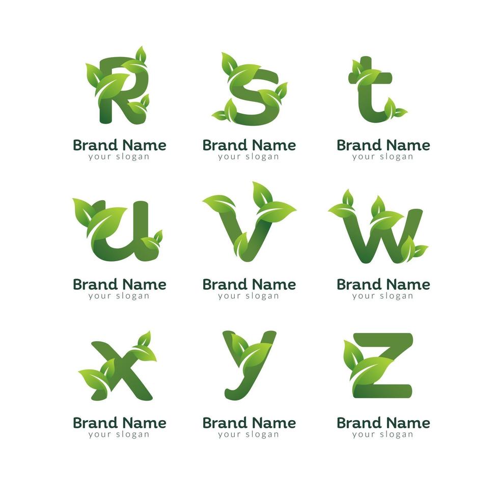 Green alphabet letter pack logo design template vector