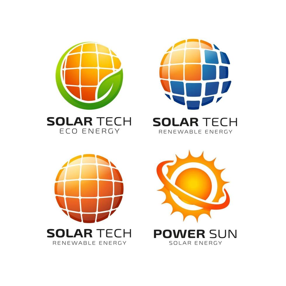 solar tech energy logo design template vector