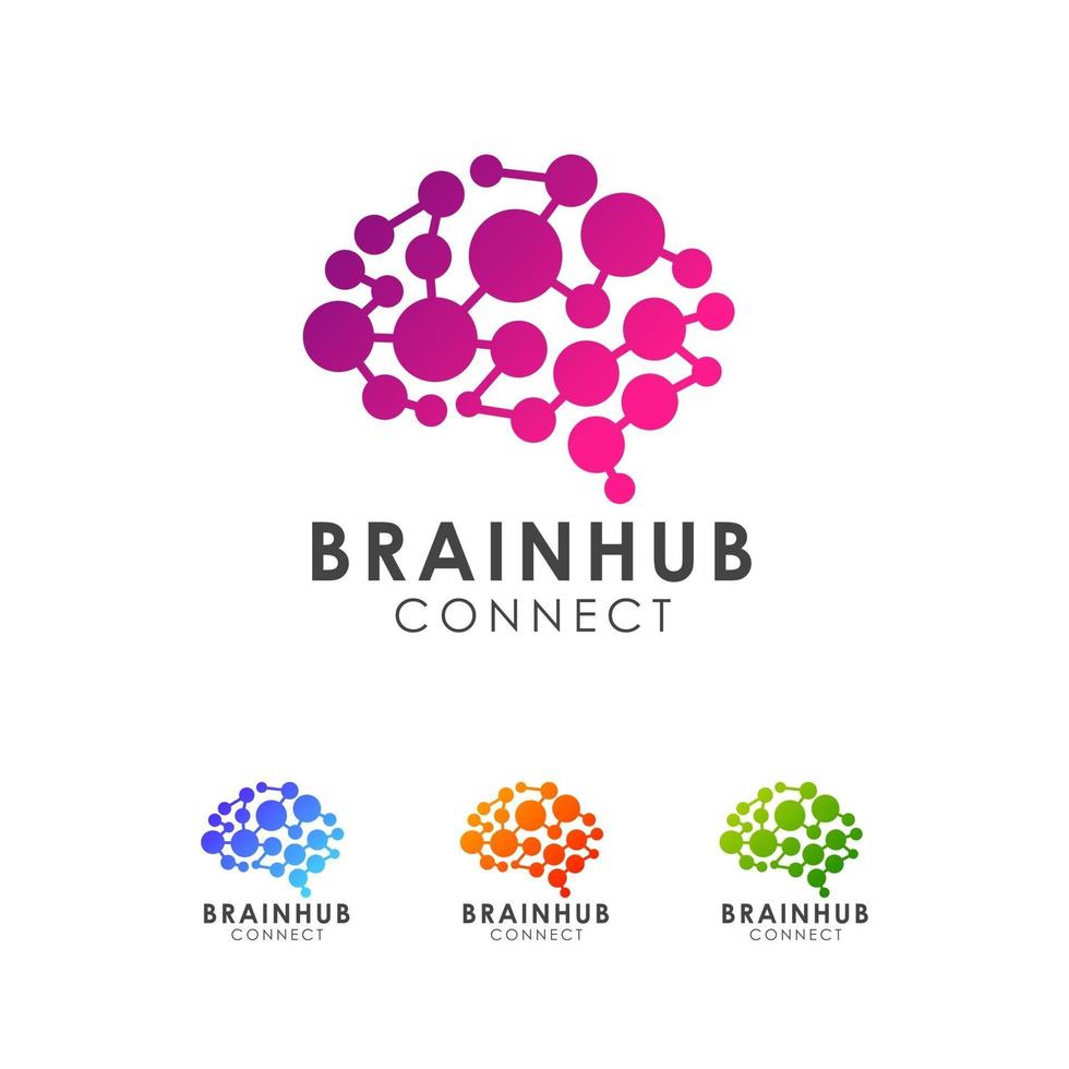 Digital brain logo icon design template vector