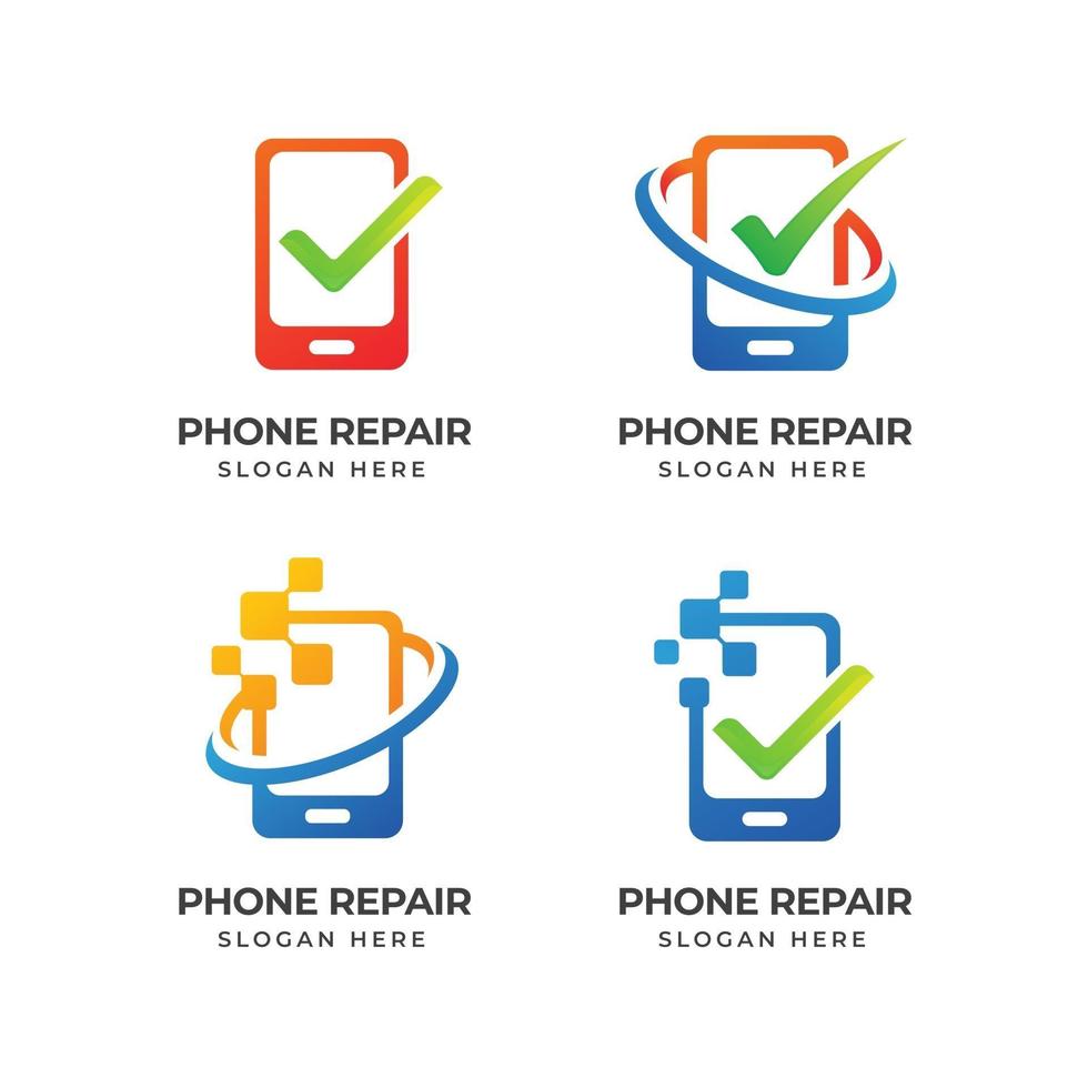 phone repair logo template vector