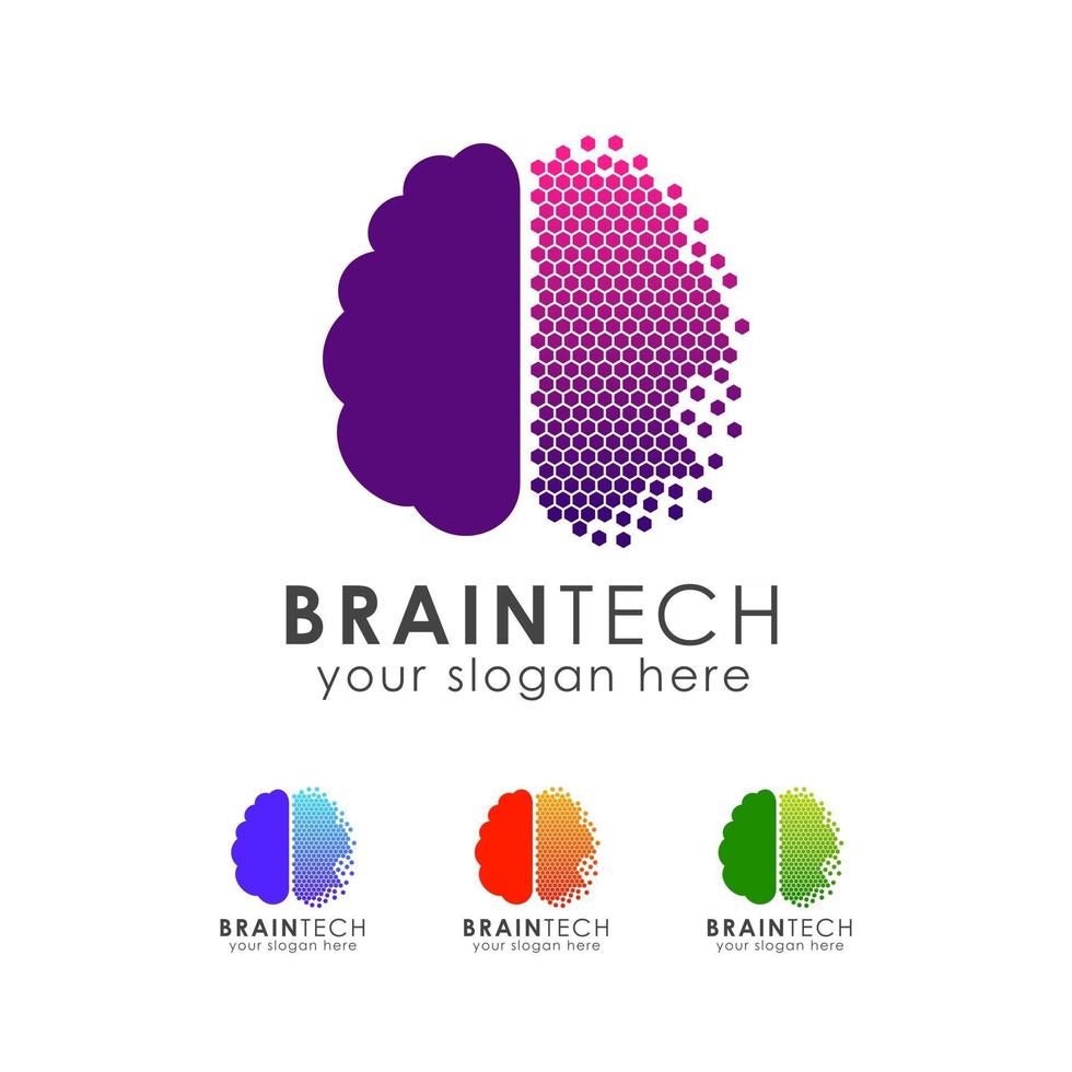 Plantilla de diseño de icono de logotipo de cerebro digital vector