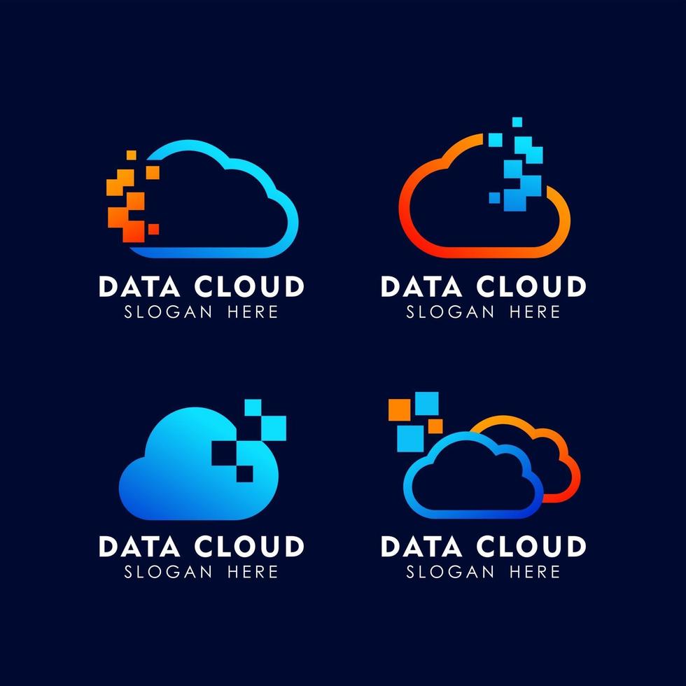 cloud tech logo design template vector
